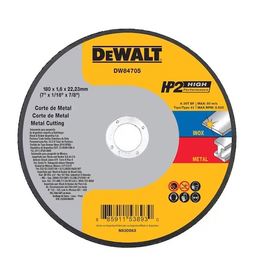 Disco de Corte 7" X 1,6mm X 7/8" Inox HP2 - DEWALT