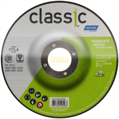 Disco desbaste 7" x 1/4" x 7/8" BDA-600 classic - NORTON