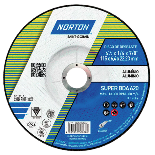 Disco desbaste 4.1/2" x 1/4" x 7/8" BDA-620 aluminio A24Q T27 super - NORTON