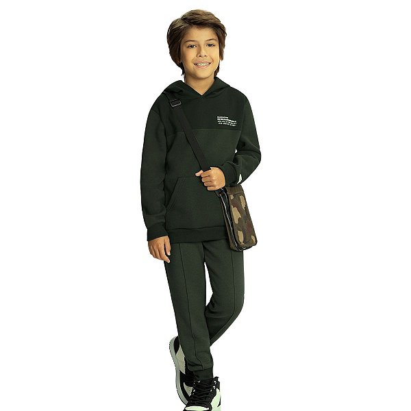 Conjunto Infantil Menino Com Blusão e Calça Jogger - Verde Furia - Alakazoo