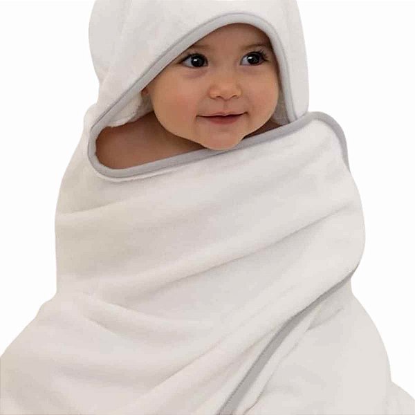 Toalha de Banho Com Capuz Comfort Power Sec - Cinza - Laço Bebê