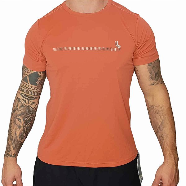 Camiseta T-Shirt AM Basica II Poliamida Masculina Proteção UV 50+ Esportiva - Laranja Tijolo - Lupo