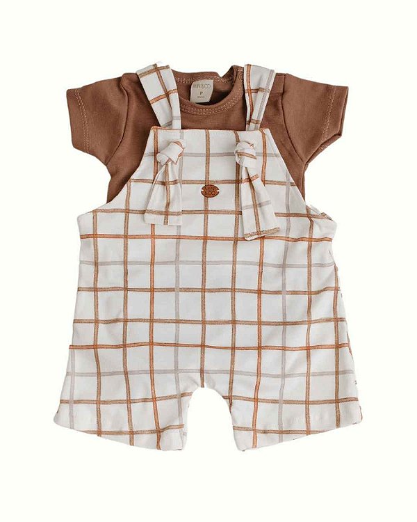 Jardineira Com Body Curto Ursinhos Para Bebê - Mini & Co