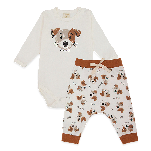 Conjunto Bebê Body Manga Longa e Calça - Mini&Co