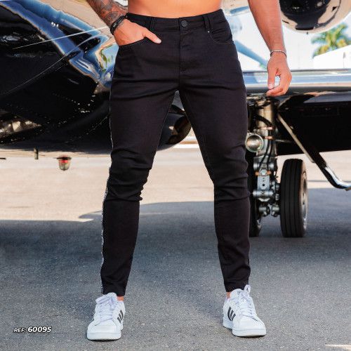 Calça masculina jeans preta