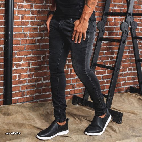 Calça masculina slim jeans black