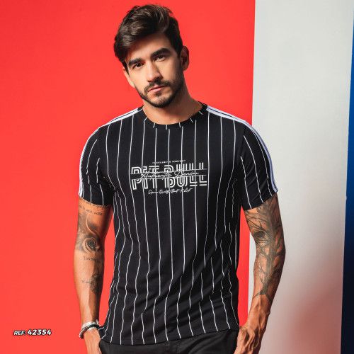 Camiseta masculina gola O listrada