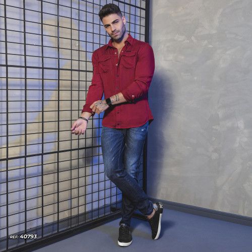 Calça masculina jeans destroyed