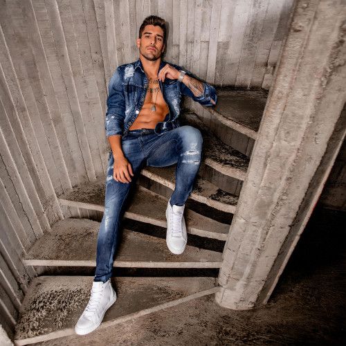 Calça masculina jeans urban estonado