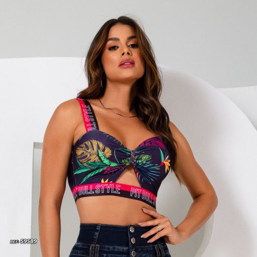 Cropped personalizado tropical
