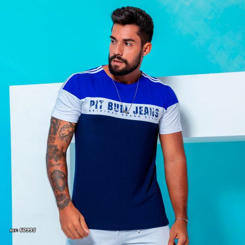 Camiseta gola o azul Pit Bull