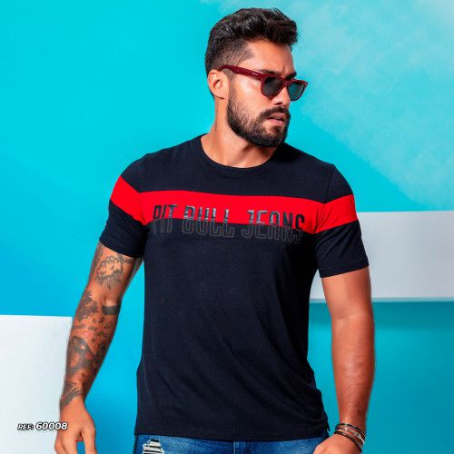 Camiseta masculina com recorte e logomania