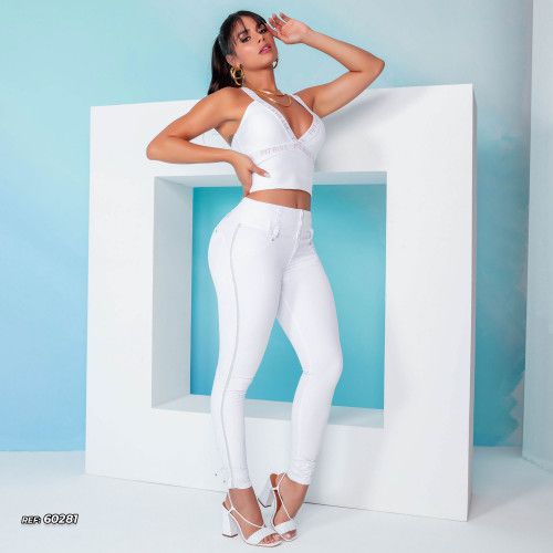 Calça skinny cintura perfeita branca