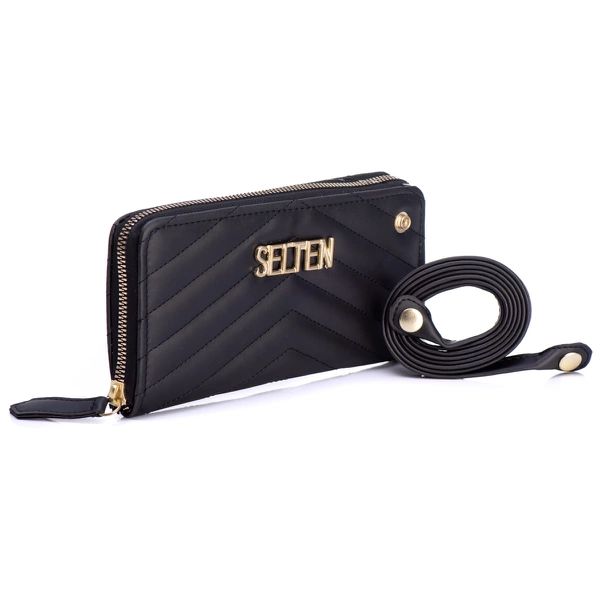 Carteira Clutch Feminina Barcelona com Zíper e Alça Removível Selten