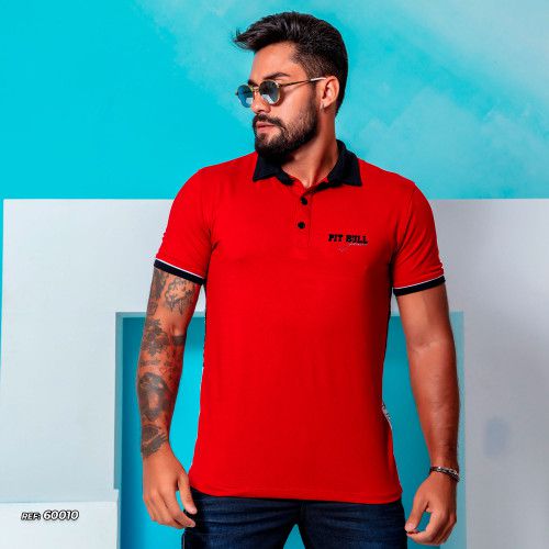 Camiseta polo masculina vermelha