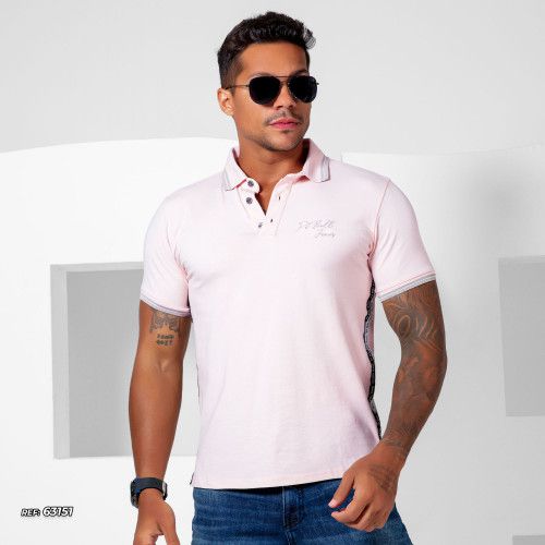 Camiseta gola polo masculina modelagem reta mais conforto