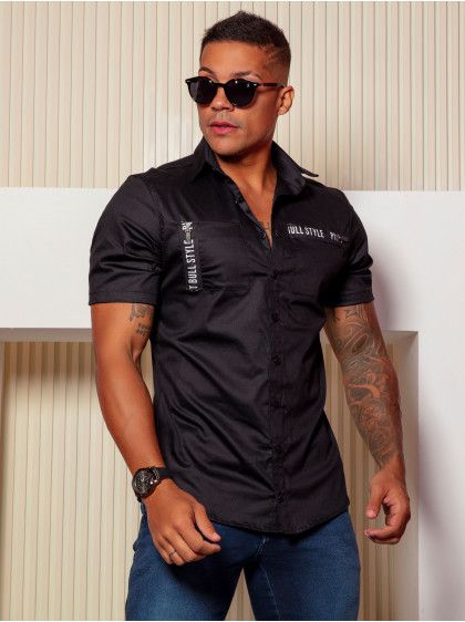 Camisa Masculina Clássica com Manga Curta