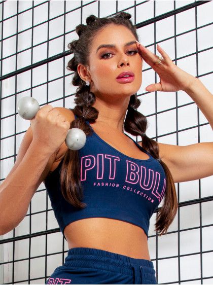 Cropped Fitness Nadador com Logomania