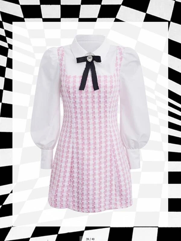 Vestido Cami xadrez Tweed