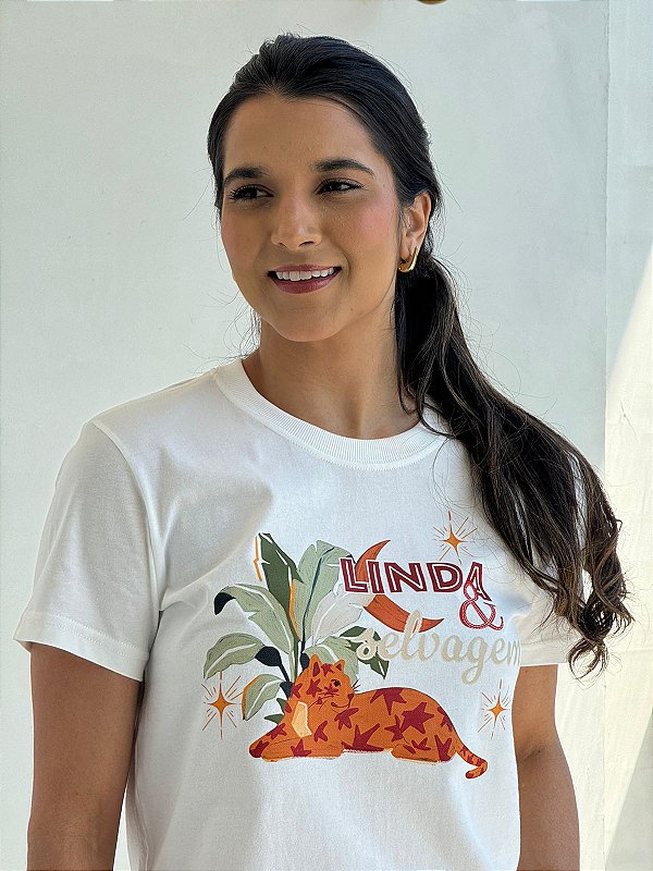 t-shirt orquídea - Linda e selvagem