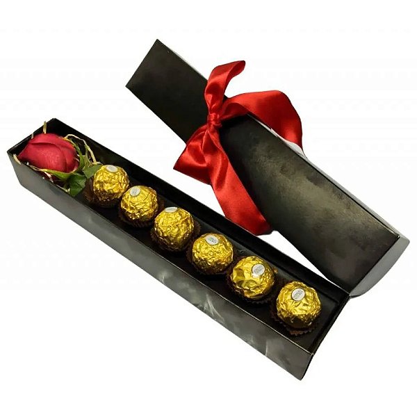 Box Luxo Preto Com Rosa e Ferrero