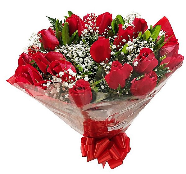 Buquê tradicional com 18 rosas