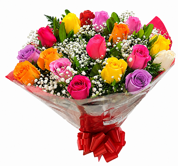 Buquê de 18 rosas coloridas
