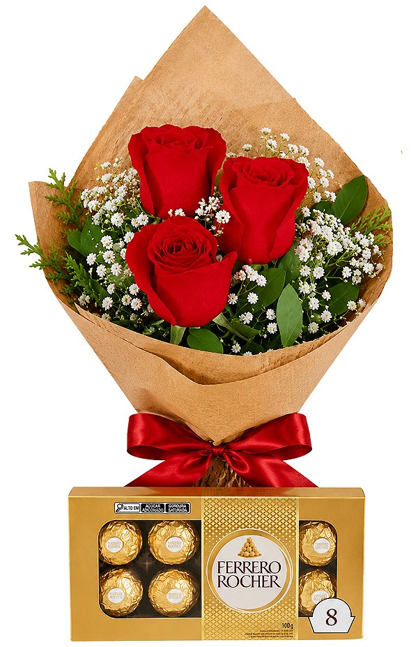 Buquê Encanto de Rosas com Ferrero Rocher