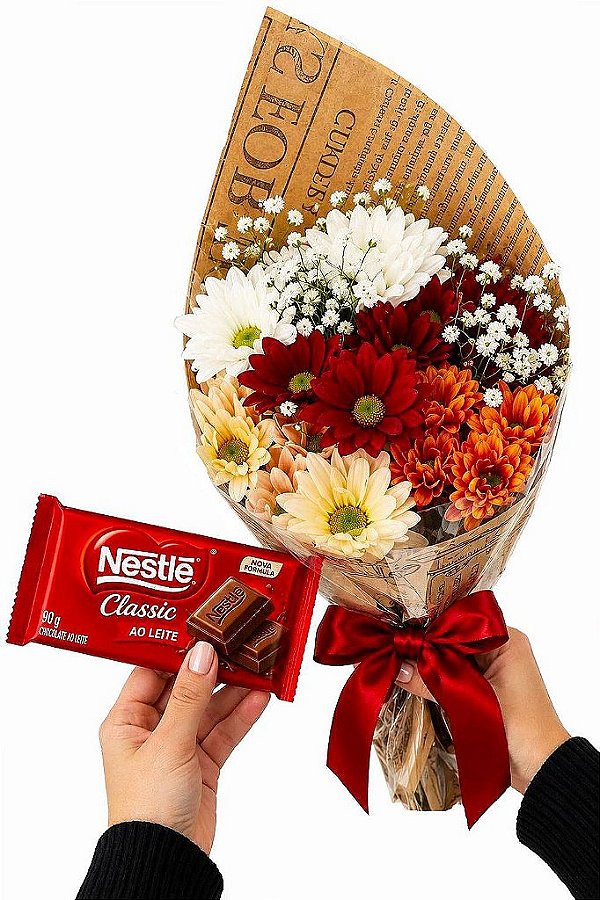 Mini Buquê de Flores com Chocolate