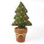 Mini árvore de natal em tecido com estampa natalina