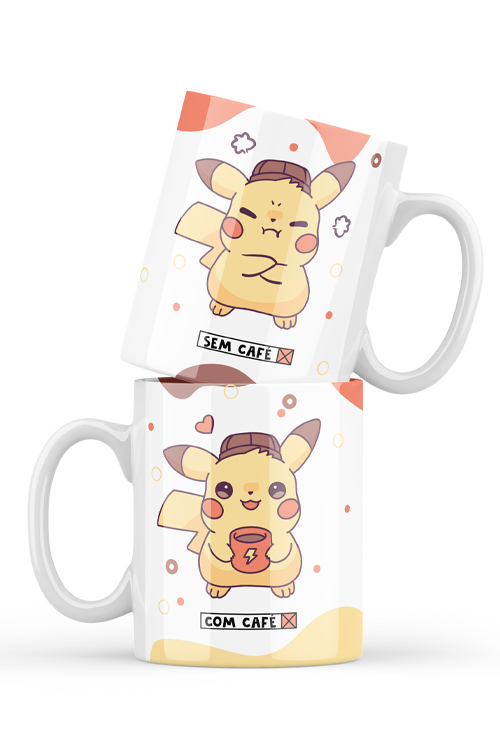 Caneca do Pikachu Com Café Sem Café