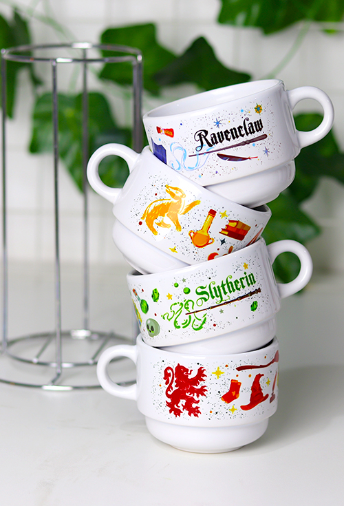 Canecas Empilháveis Harry Potter Casas Hogwarts - Kit 4 unidades mais Suporte