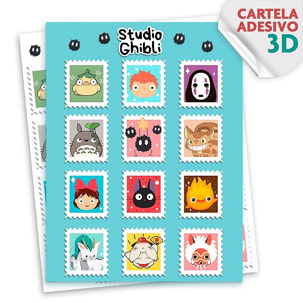 Cartela de Adesivos Studio Ghibli 3D UV, Adesivo Totoro
