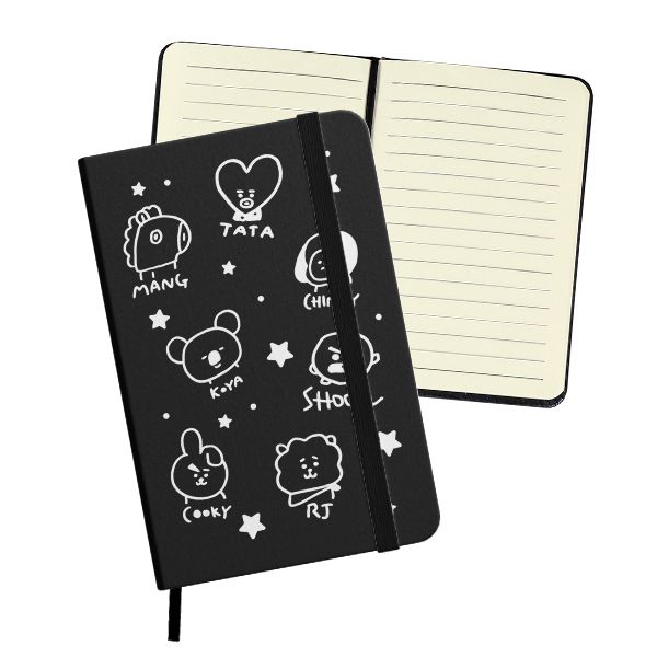 Caderneta K-Pop BTS BT21 com Pauta cor Preta