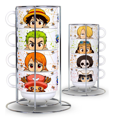 Conjunto De Canecas Empilháveis One Piece Anime - 4 Canecas