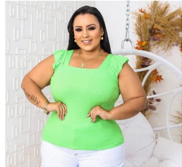 BLUSA PLUS REGATA COM BABADO