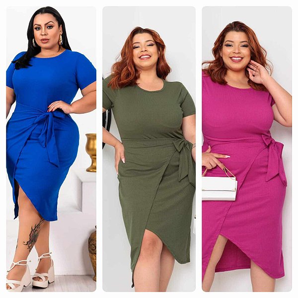 VESTIDO PLUS SIZE CANELADO