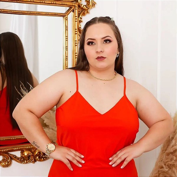 BLUSA DECOTE V PLUS SIZE ALCINHA