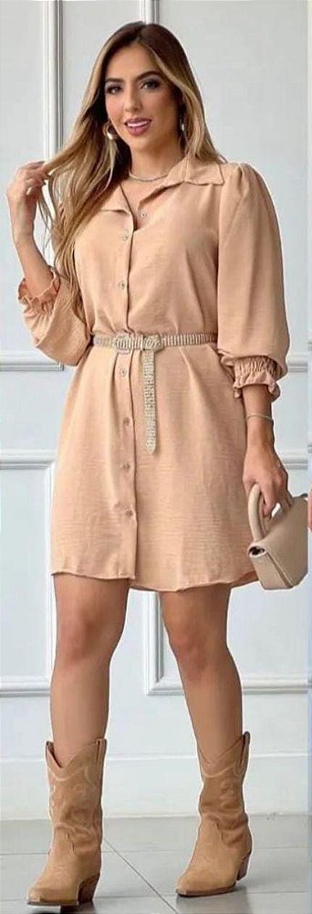 CHEMISE MANGA LONGA DE BOTÕES EM DUNA