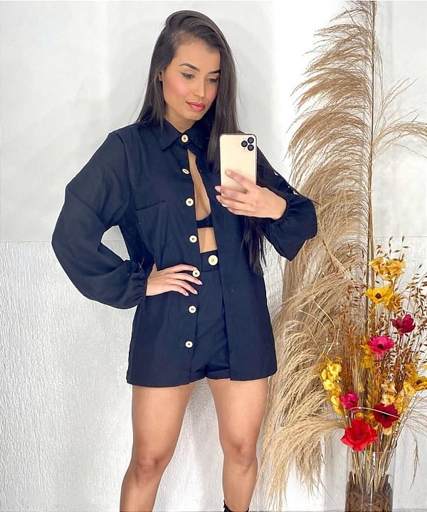 CONJUNTO SHORTS CAMISA MANGA LONGA