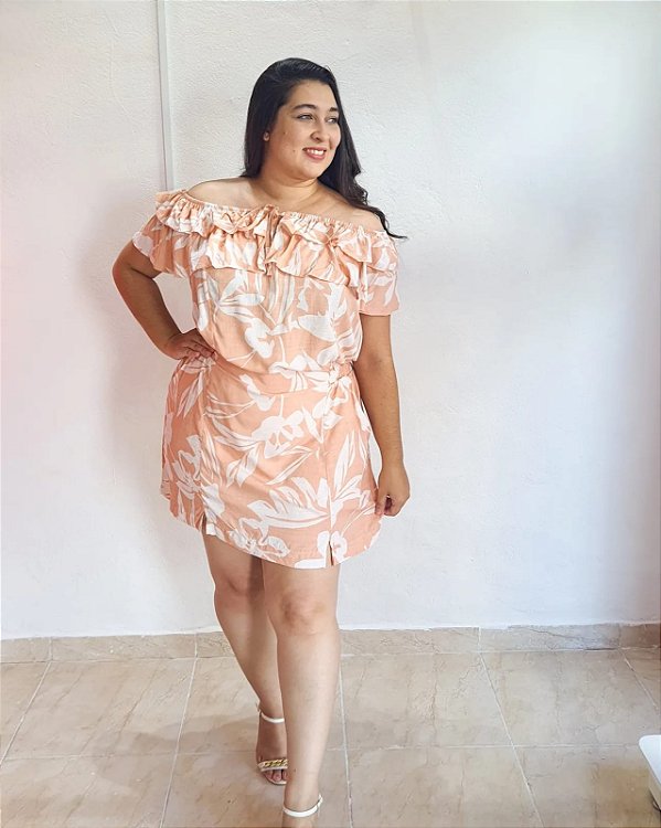 CONJUNTO ESTAMAPADO  PLUS SIZE DE BLUSA CIGANINHA E SHORTS SAIA