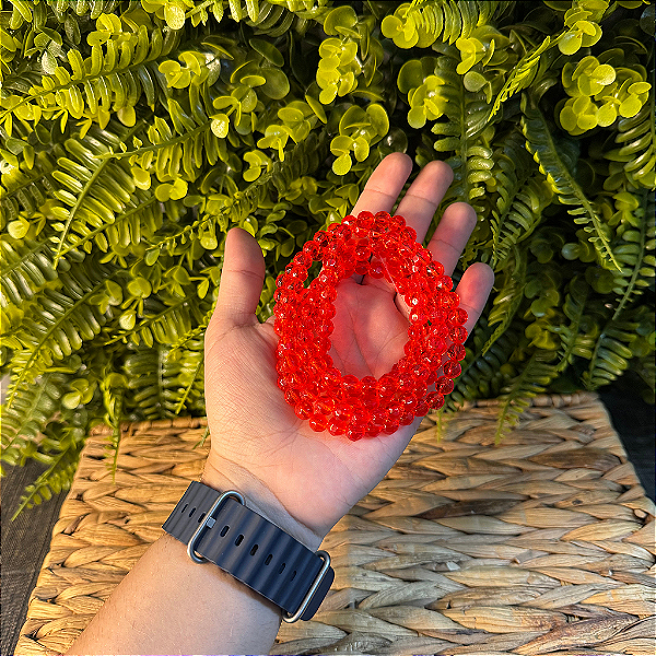 GUIA DE CRISTAL 8MM (VIDRO) VERMELHA 147 CONTAS