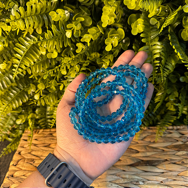 GUIA DE CRISTAL 8MM (VIDRO) AZUL CLARO 147 CONTAS