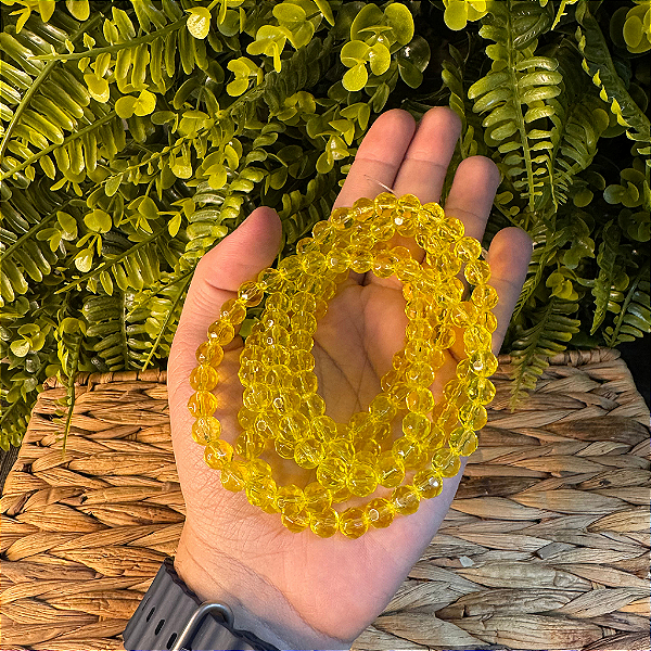 GUIA DE CRISTAL 8MM (VIDRO) AMARELA 147 CONTAS