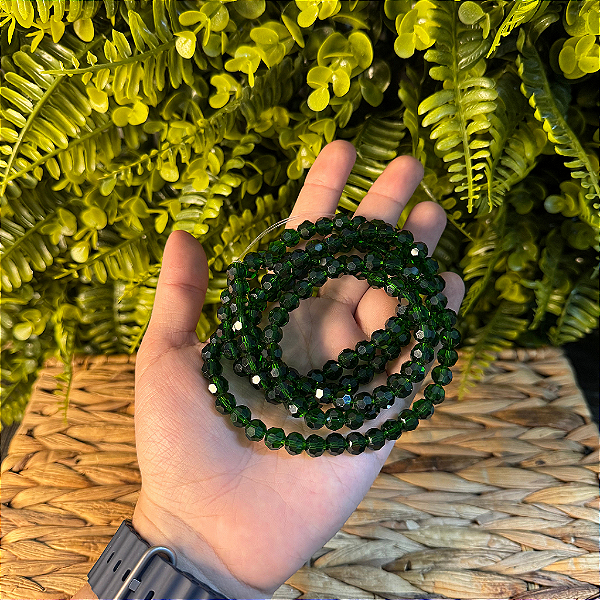 GUIA DE CRISTAL 8MM (VIDRO) VERDE 147 CONTAS