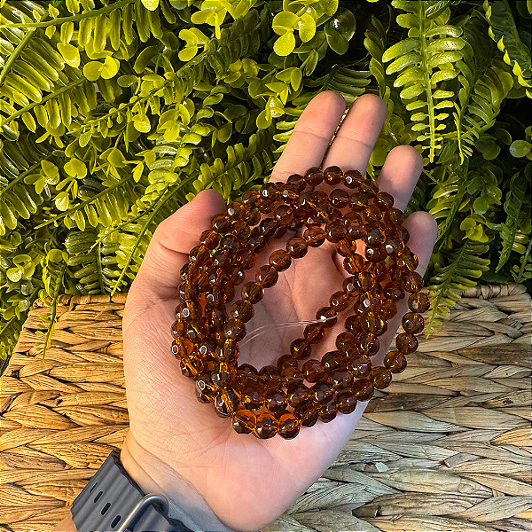 GUIA DE CRISTAL 8MM (VIDRO) MARROM 147 CONTAS