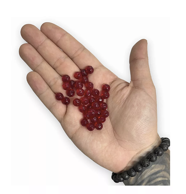 800 CONTAS VERMELHAS CRISTAL 8MM VIDRO