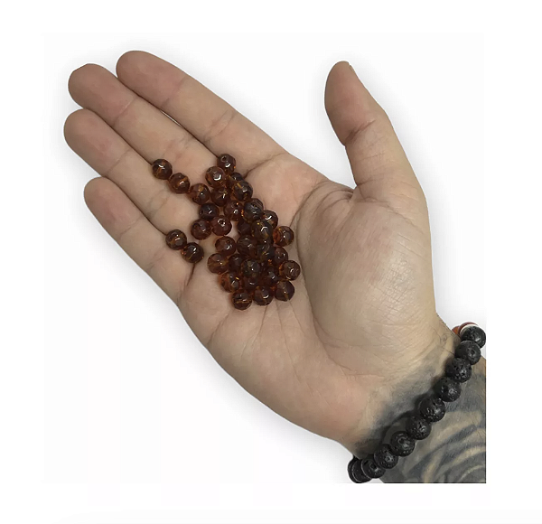 800 CONTAS MARROM CRISTAL 8MM VIDRO