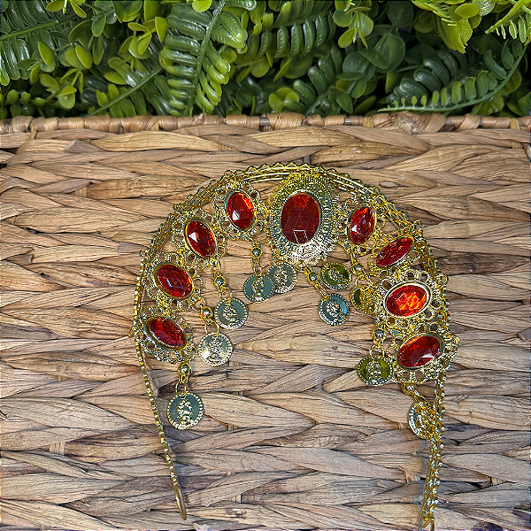 TIARA CIGANA COM PEDRAS VERMELHAS