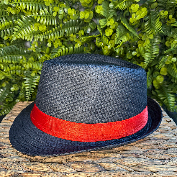 CHAPÉU MALANDROS PRETO / FITA VERMELHA